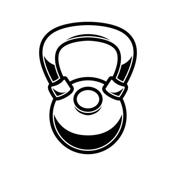 Illustrazione Del Peso Del Kettlebell Stile Incisione Elemento Design Logo — Vettoriale Stock