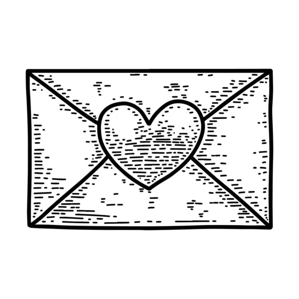 Illustration Eines Liebesbriefes Stich Stil Gestaltungselement Für Plakat Karte Banner — Stockvektor