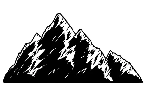 Dağ Tasviri Oyma Tarzında Logo Amblem Işaret Poster Kart Pankart — Stok Vektör