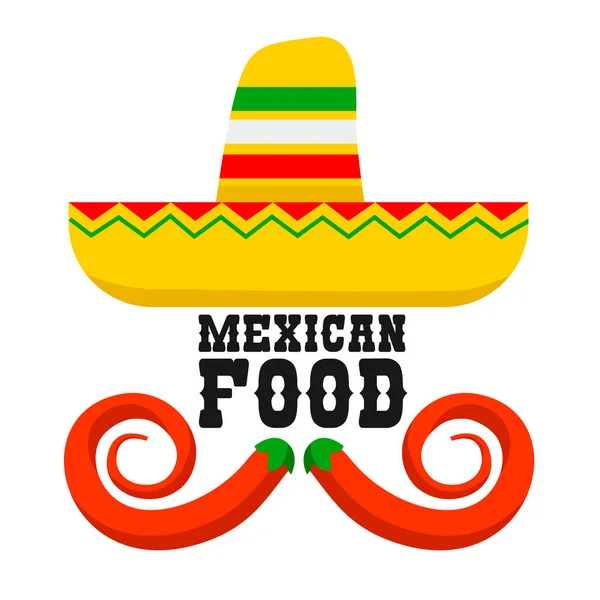 Mexikanisches Essen Sombrero Und Chilischoten Mexikanische Speisekarte Vorlage Vektorillustration — Stockvektor
