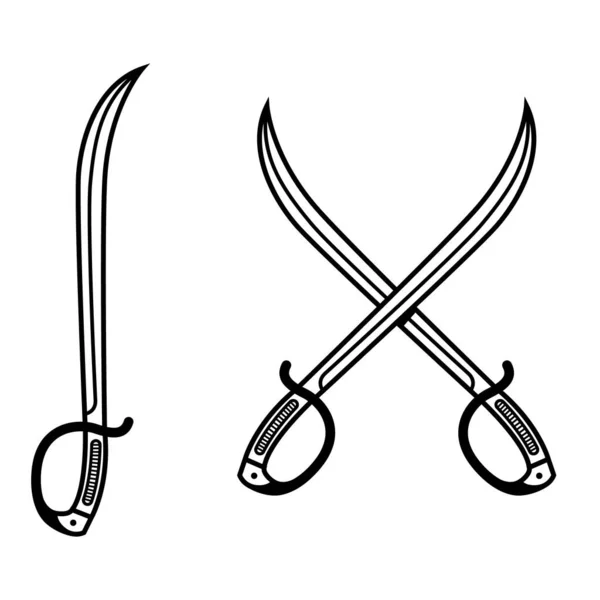 Crossed Fencing Swords Isolated White Background Design Element Logo Label - Stok Vektor