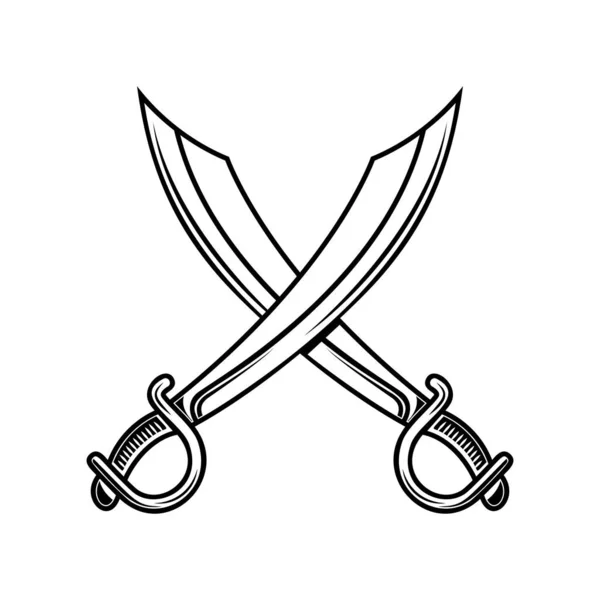 Crossed Fencing Swords Isolated White Background Design Element Logo Label — Vector de stock