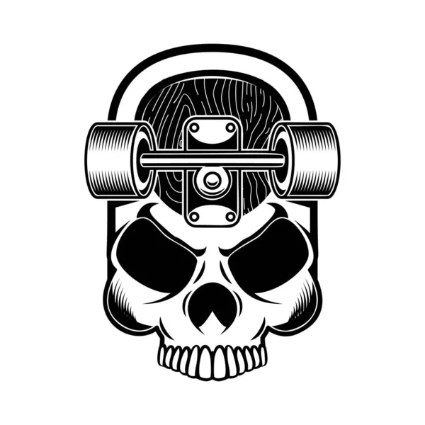 Ilustración Monopatín Con Cráneo Elemento Diseño Para Logo Etiqueta Cartel — Vector de stock