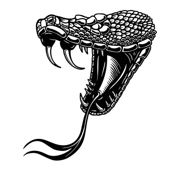 Illustration Des Giftigen Schlangenkopfes Stich Stil Gestaltungselement Für Logo Etikett — Stockvektor