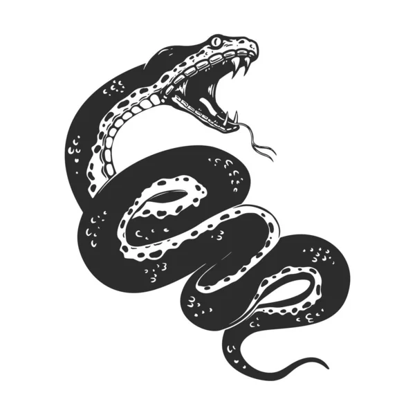 Illustrazione Serpente Stile Tatuaggio Elemento Design Logo Emblema Segno Poster — Vettoriale Stock