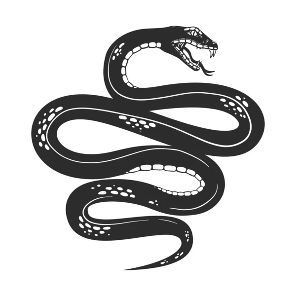Απεικόνιση Του Φιδιού Στυλ Τατουάζ Στοιχείο Σχεδιασμού Λογότυπου Εμβλήματος Πινακίδας — Διανυσματικό Αρχείο