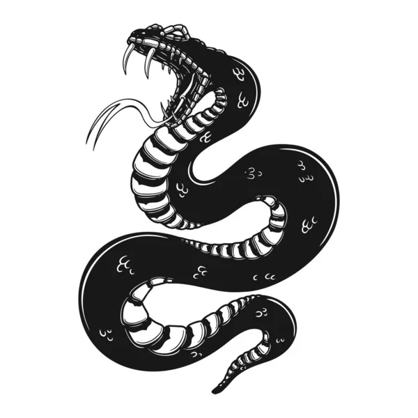 Ilustracja Jadowitego Węża Grawerowanym Stylu Element Projektu Logo Etykieta Znak — Wektor stockowy