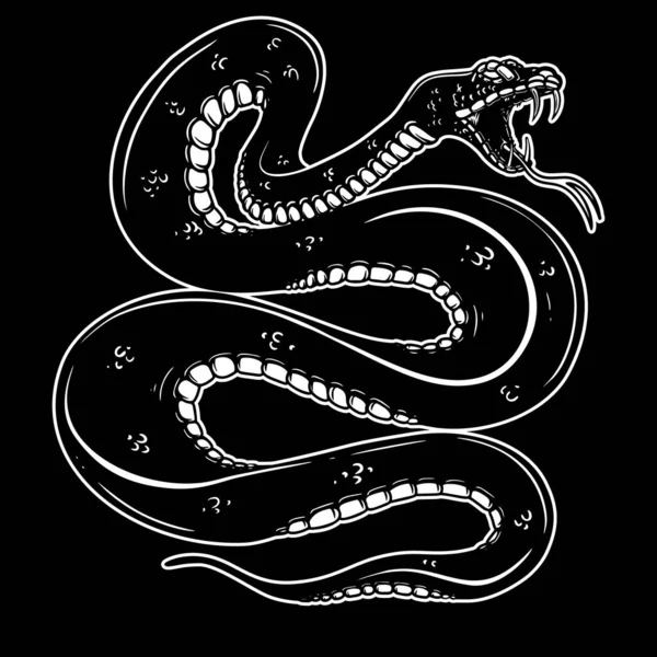 Illustrazione Serpente Velenoso Stile Incisione Elemento Design Logo Etichetta Cartello — Vettoriale Stock