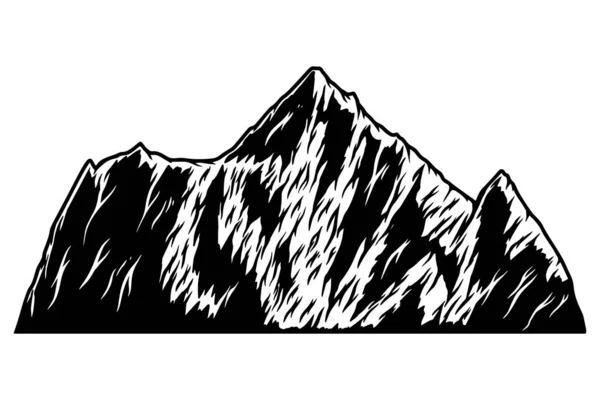 Εικονογράφηση Του Βουνού Στυλ Χαρακτικής Στοιχείο Σχεδιασμού Λογότυπου Εμβλήματος Πινακίδας — Διανυσματικό Αρχείο