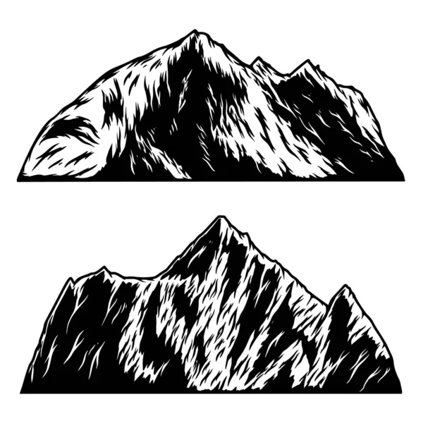 Set Ilustrasi Pegunungan Dalam Gaya Ukiran Unsur Desain Untuk Logo - Stok Vektor