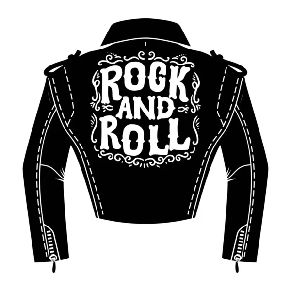 Rockçı Ceketinin Kabartma Tarzında Bir Tasviri Logo Amblem Işaret Poster — Stok Vektör