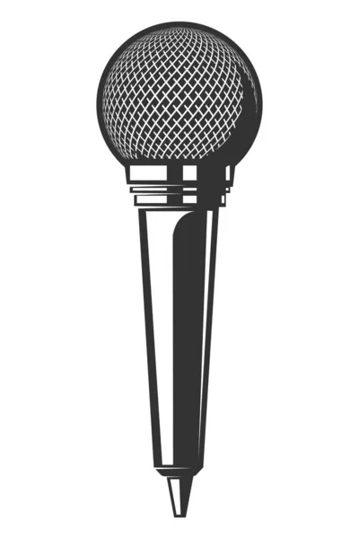 Beyaz Arka Planda Izole Edilmiş Retro Mikrofon Tasviri Poster Kart — Stok Vektör