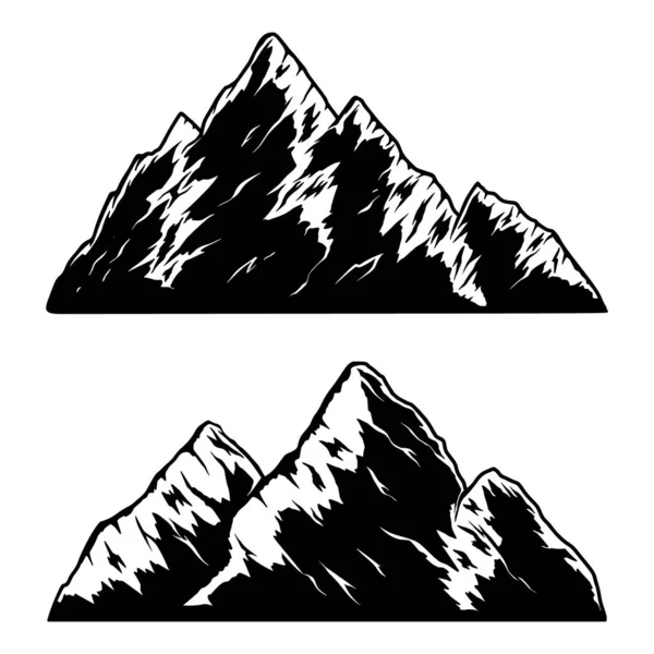 Conjunto Ilustraciones Montañas Estilo Grabado Elemento Diseño Para Logotipo Emblema — Vector de stock