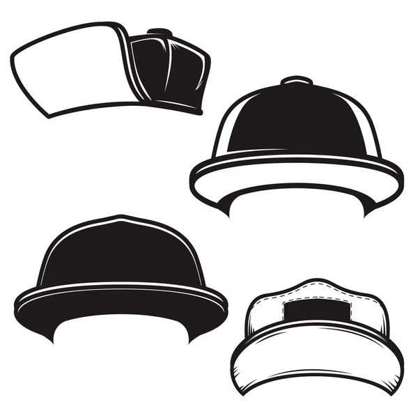 Serie Illustrazioni Berretti Baseball Elemento Design Logo Emblema Segno Poster — Vettoriale Stock