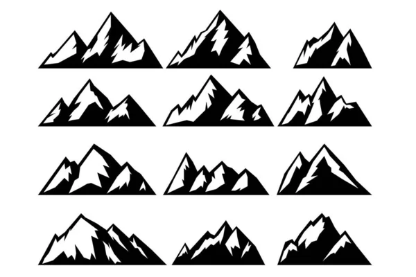 山のアイコンのセット エンブレム サイン ポスター カード バナーのデザイン要素 ベクターイラスト — ストックベクタ