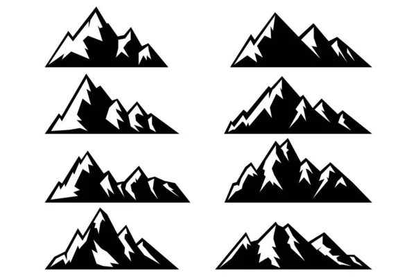 Set Icons Mountains Design Element Logo Emblem Sign Poster Card — Stock Vector