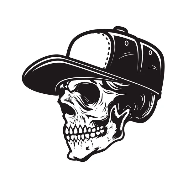 Ilustrace Lebky Baseballové Čepici Rytém Stylu Designový Prvek Pro Logo — Stockový vektor