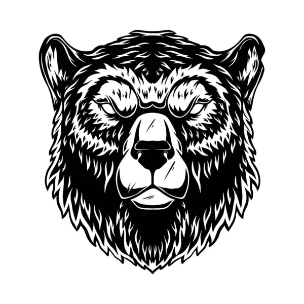 Illustration Head Grizzly Bear Vintage Monochrome Style Design Element Logo — Stock Vector