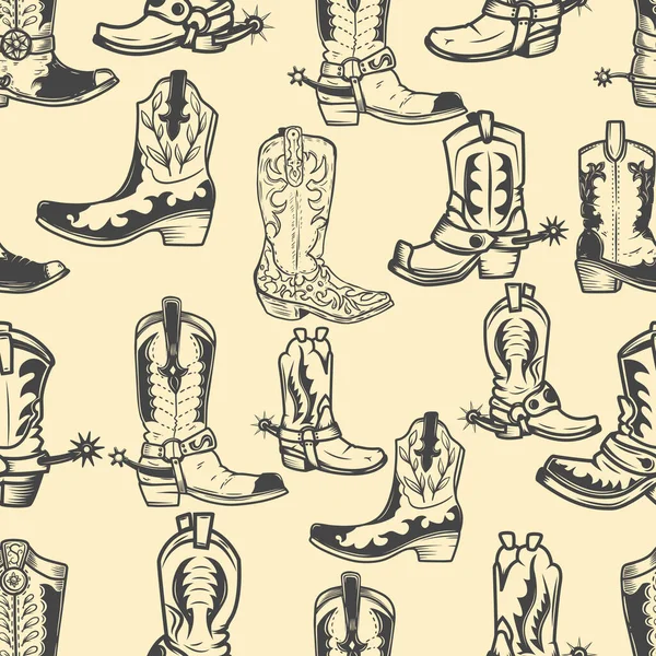 Patrón Sin Costuras Con Botas Vaquero Elemento Diseño Para Póster — Archivo Imágenes Vectoriales