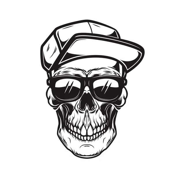 Ilustración Cráneo Gorra Béisbol Estilo Monocromo Elemento Diseño Para Logotipo — Archivo Imágenes Vectoriales
