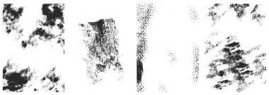 Beyaz arka plan üzerinde izole vektör grunge textures kümesi.