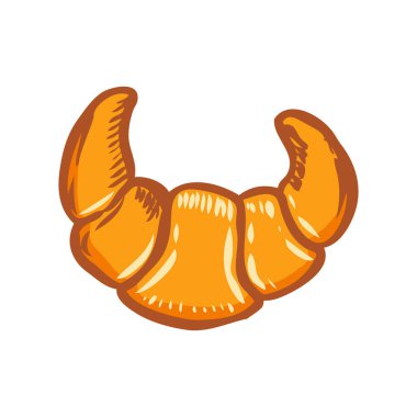 Fransız kruvasanı tasviri. Poster, kart, pankart, menü için tasarım ögesi. Vektör illüstrasyonu