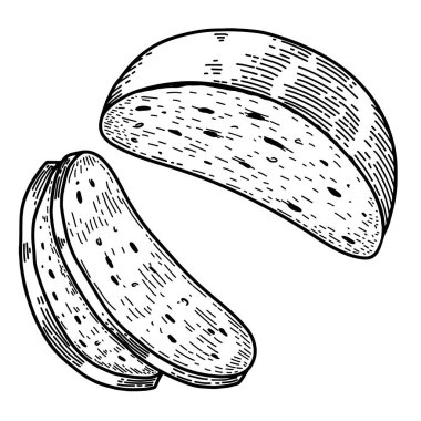 Ekmeğin kabartma tarzında resmedilmiş hali. Poster, kart, pankart, menü için tasarım ögesi. Vektör illüstrasyonu