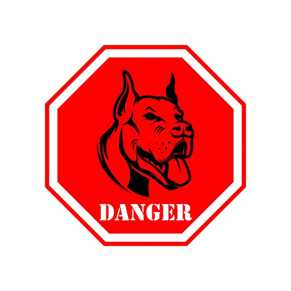 小心那只狗 签署与愤怒的狗头 徽章的设计元素 矢量说明 — 图库矢量图片