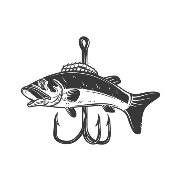 Illustration Basse Crochet Pêche Élément Design Pour Affiche Carte Bannière — Image vectorielle