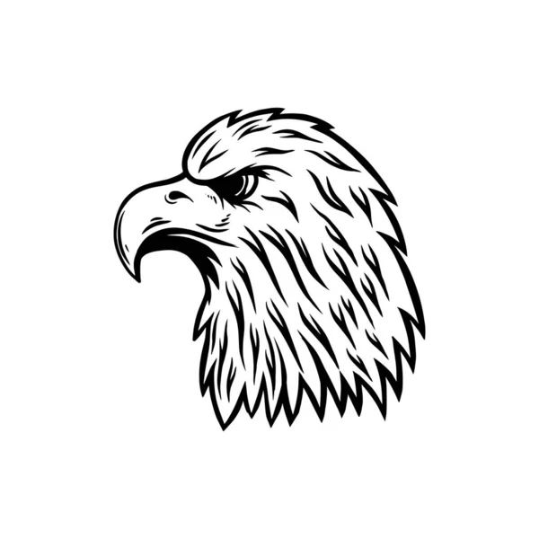 Illustration Des Adlerkopfes Stich Stil Gestaltungselement Für Logo Emblem Schild — Stockvektor