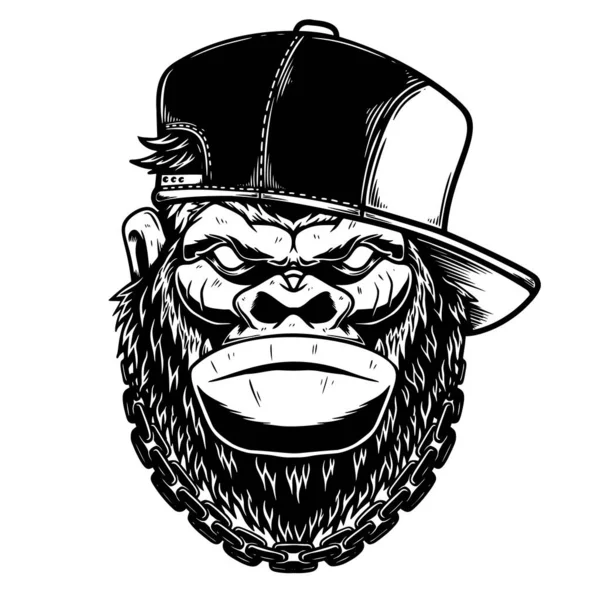 Ilustración Cabeza Gorila Gorra Béisbol Elemento Diseño Para Póster Tarjeta — Vector de stock