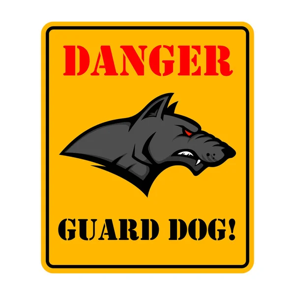 Perigo Cão Guarda Cuidado Com Cão Assine Com Cabeça Cachorro —  Vetores de Stock