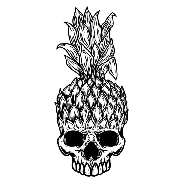 Illustration Pineapple Skull Design Element Poster Card Banner Shirt Logo — Stock Vector