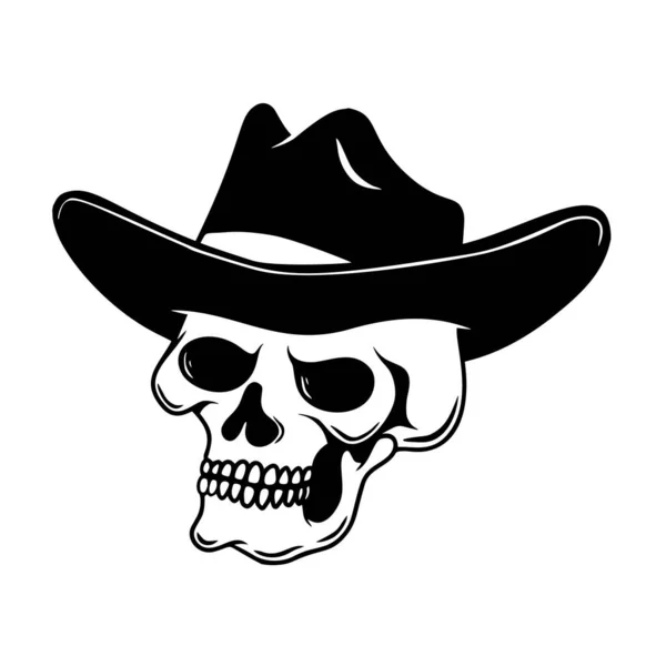 Illustration Skallen Cowboyhatt Design Element För Logotyp Emblem Skylt Affisch — Stock vektor