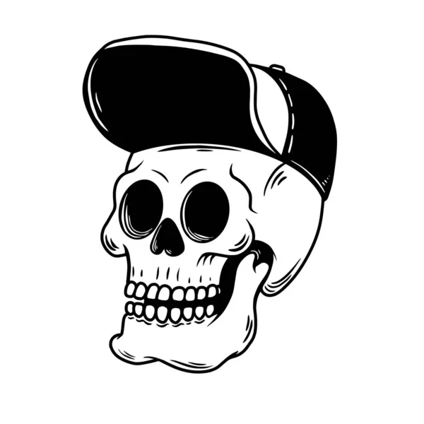 Ілюстрація Черепа Скейтбордистів Кепці Елемент Дизайну Логотипу Емблеми Знака Плаката — стоковий вектор