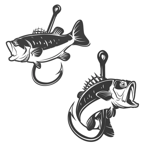 Ilustrace Lososa Rybářského Háku Designový Prvek Pro Plakát Kartu Banner — Stockový vektor