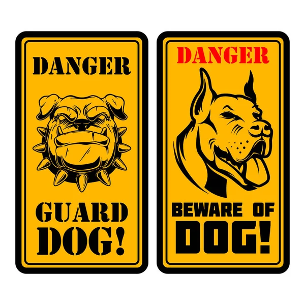 Perigo Cão Guarda Cuidado Com Cão Assine Com Cabeça Cachorro —  Vetores de Stock
