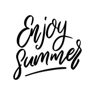 Yazın tadını çıkar. Beyaz arka planda harf cümlesi. Poster, kart, pankart, imza için tasarım elemanı. Vektör illüstrasyonu