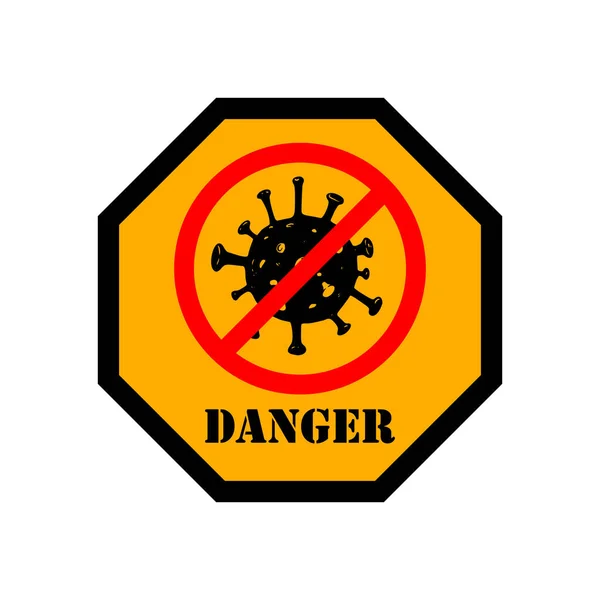 Perigo Coronavírus Emblema Com Sinal Coronavírus Elemento Design Para Emblema —  Vetores de Stock