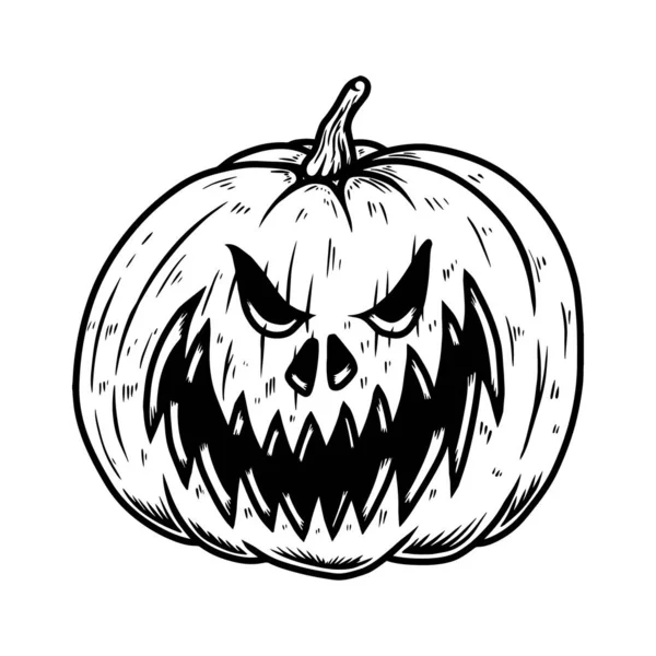 Illustration Skrämmande Halloween Pumpa Design Element För Affisch Kort Banner — Stock vektor