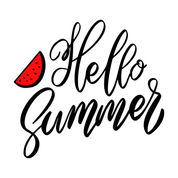 Hallo Summer Letterlijke Zin Witte Achtergrond Design Element Voor Poster — Stockvector