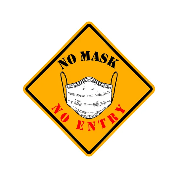 Nessuna Maschera Nessuna Entrata Emblema Con Maschera Medica Elemento Design — Vettoriale Stock