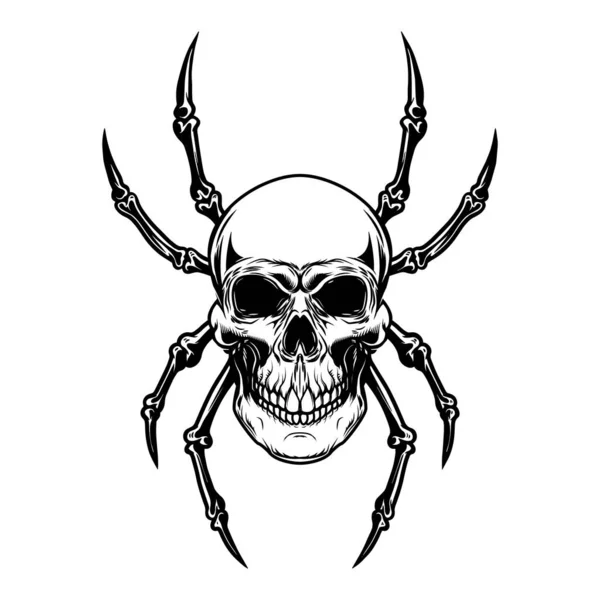 Illustration Eines Totenkopfes Mit Spinnenbeinen Gestaltungselement Für Plakat Karte Banner — Stockvektor