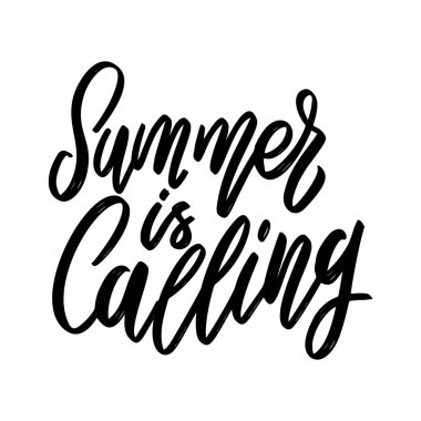 Summer arıyor. Beyaz arka planda harf cümlesi. Poster, kart, pankart, imza için tasarım elemanı. Vektör illüstrasyonu