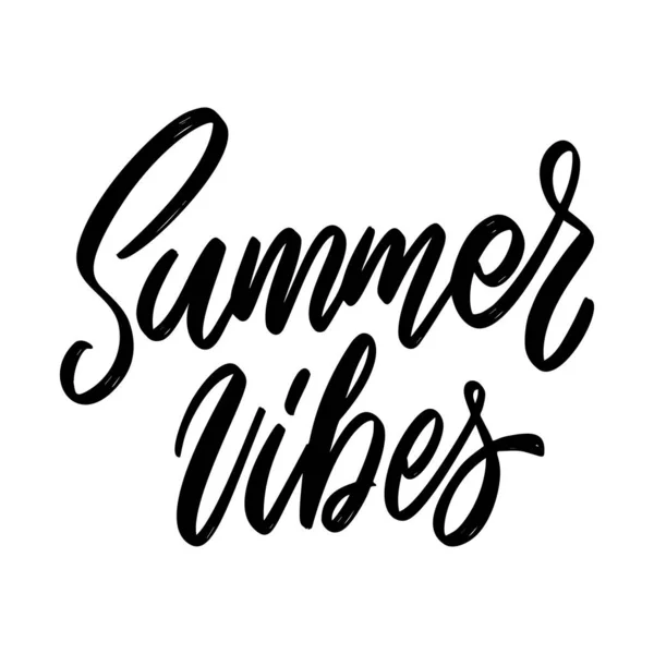 Summer Vibes Lettering Phrase White Background Design Element Poster Card — Stock Vector