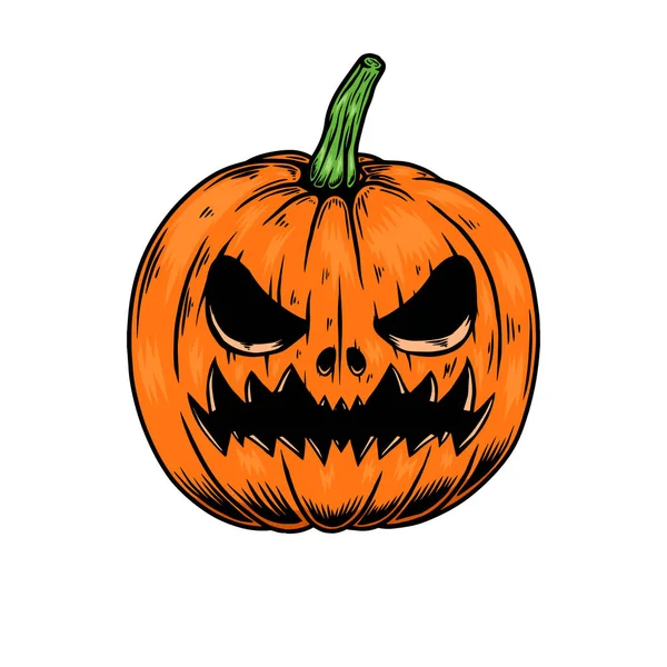 Illustration Scary Halloween Pumpkin Design Element Poster Card Banner Sign — Stock Vector
