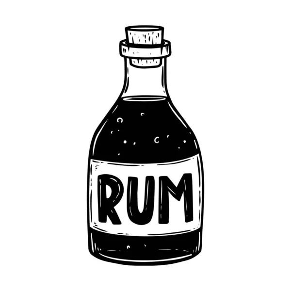 Illustration Rum Bottle Engraving Style Design Element Poster Card Banner — Stock Vector