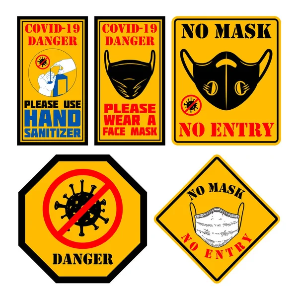 Usa Desinfectante Manos Usar Mascarilla Emblema Con Desinfectante Manos Elemento — Vector de stock