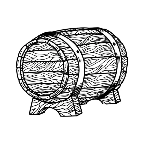 Illustration Eines Bierfasses Stich Stil Gestaltungselement Für Emblem Schild Plakat — Stockvektor