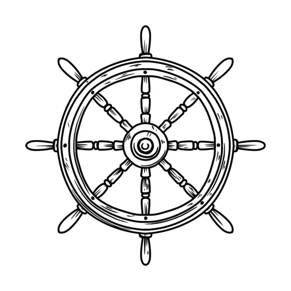 Illustration Des Retro Schiffslenkrads Gestaltungselement Für Plakat Karte Banner Schild — Stockvektor